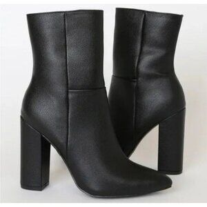 Lulu’s Pointed Toe Mid Calf Boot Black Size 5.5 EUC